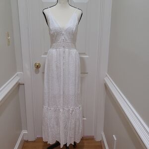 Simplee Apparel White Eyelet V-Neck Maxi Dress